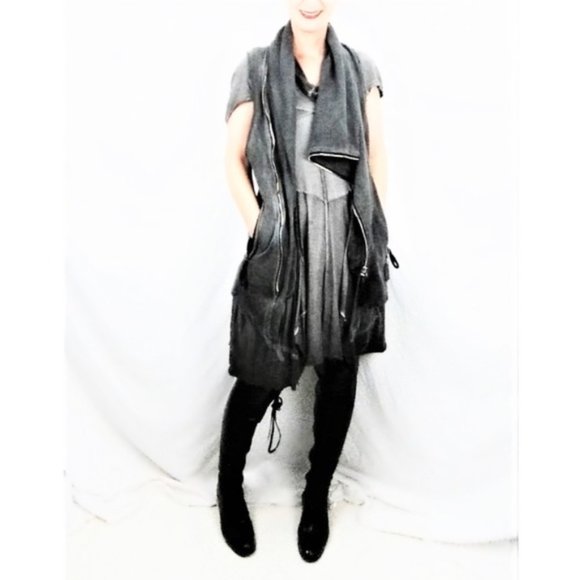 KMRii Rider Vest Long Gray Dystopian Unisex Gilet - Picture 16 of 16